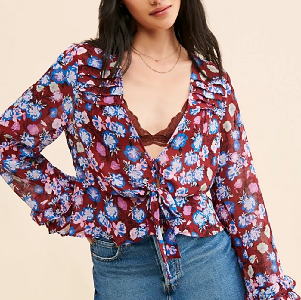 NWT Free People Maybel Floral Blouse in Small